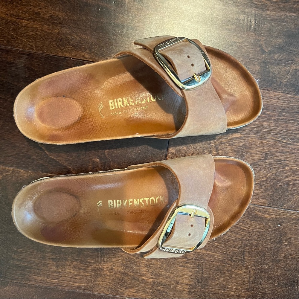 Birkenstock Madrid Big Buckle, Oiled Leather - Cognac color